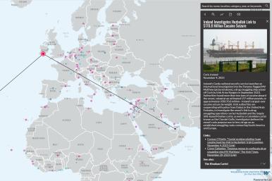Screenshot of the Hezbollah External Operations Interactive Map