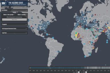 Screenshot of the Islamic State Worldwide Activity interactive map