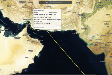 Tracking map for the oil tanker Nora.