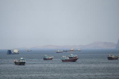Ships and boats await passage in the Persian Gulf - source: Reuters