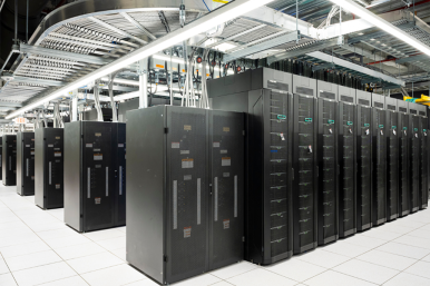 Photo of computer servers in a data center.
