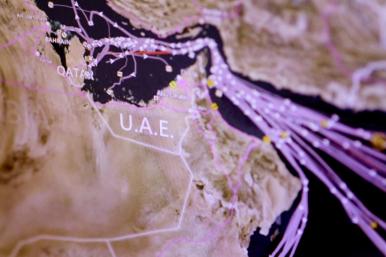 A map shows the routes of ships into and out of the Persian Gulf via the Strait of Hormuz - source: Reuters
