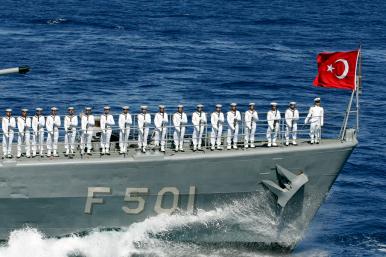 Sailors aboard a Turkish Naval Forces warship - source: Reuters