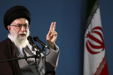 Iran's supreme leader, Ayatollah Ali Khamanei, gestures while speaking