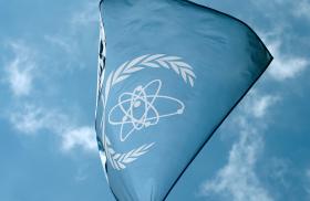 The flag of the IAEA