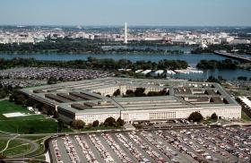 The Pentagon, seen with Washington, DC, in the background