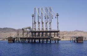An oil pipeline terminal jetty in Eilat, Israel