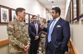 Saudi Arabia's Prince Khalid bin Salman meets with U.S. military officials in 2018.