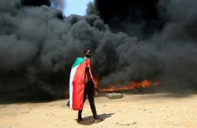 A Sudanese protester against military rule