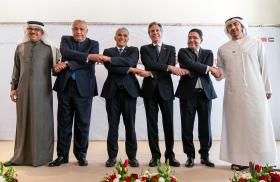 Israeli and Arab foreign ministers, along with U.S. Secretary of State Blinken, at the Negev Summit - source: Reuters