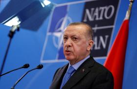 Turkish president Erdogan at NATO headquarters in Brussels