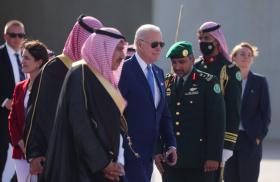 President Joe Biden arrives in Saudi Arabia in July 2022