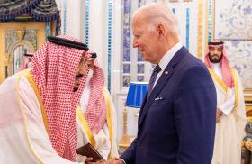 President Joe Biden greets Saudi King Salman in Jeddah in July 2022 - source: Reuters