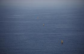Buoys mark the maritime border between Israel and Lebanon in the Mediterranean Sea - source: Reuters