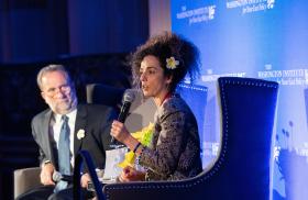 Iranian women's rights activist Masih Alinejad  speaks at the Institute's 2022 Scholar-Statesman Award dinner in New York City - source: The Washington Institute