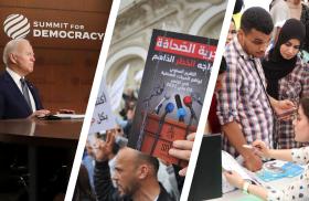 Biden Summit for Democracy 2021, Tunisia media protesters, Egyptian democracy workshop