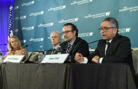  Elise Labott, Dennis Ross, David Schenker, and Zohar Palti speak at the Institute's 2023 Soref Symposium. Source: The Washington Institute