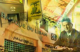 Banque du Liban, BDL commissioner Riyad Salameh, Hezbollah symbol, ATM machine
