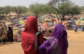 Photo of refugees at the Sudan-Chad border, July 2023.