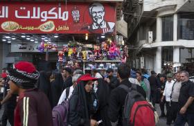 Shoppers at a marketplace in Karbala, Iraq