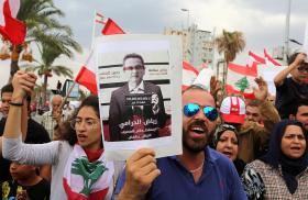 Lebanese protesters demonstrate against central bank official Riad Salameh in Tyre in 2019 - source: Reuters