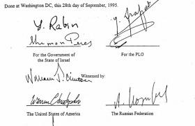 Signature page of the Oslo II Accords agreement - source: U.S. Government