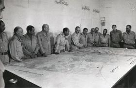 Egyptian President Sadat meets with generals during the 1973 October War. 