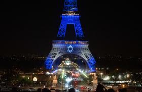 An Israeli flag is projected on the Eiffel Tower in Paris in response to the Hamas terror attacks on Israel in October 2023 - source: Reuters