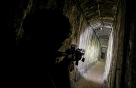Photo of an Israeli soldier entering a tunnel under al-Shifa Hospital in Gaza.