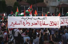 Protest outside of the Israeli embassy in Amman