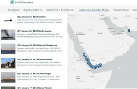 Screenshot excerpt of a StoryMap covering maritime attacks in the Middle East.