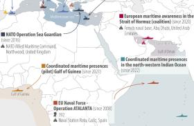 Excerpt from a map of EU maritime missions in the Middle East.