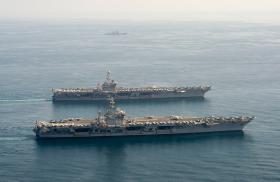 The U.S. Navy aircraft carriers Harry S. Truman and Dwight D. Eisenhower on joint operations in the CENTCOM region - source: Department of Defense