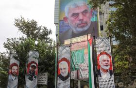 A banner in Gaza depicts the new Hamas leader, Yahya al-Sinwar - source: Reuters