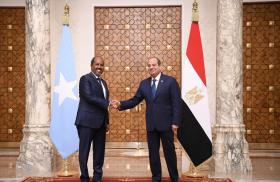 Somali president Hassan Sheikh Mohamud shakes hands with Egyptian president Abden Fattah el-Sisi in Cairo in August 2024 - source: Reuters