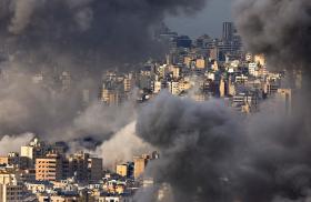 Photo showing smoke clearing from Beirut during the 2024 Hezbollah-Israel war.