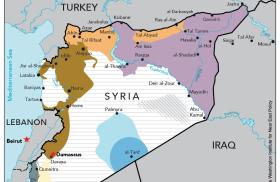 Map showing areas of control in post-Assad Syria.