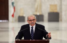 Lebanonese prime minister Nawaf Salam speaks to the press in January 2025 - source: Reuters