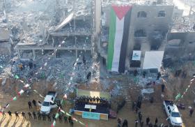 Aerial view of the site of an Israeli-Hamas prisoner-hostage swap in Gaza in January 2025 - source: Reuters
