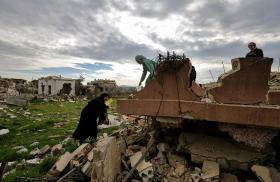 Photo of Shia women returning to their war-damaged village in south Lebanon.