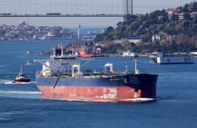 A Russian crude oil tanker transits the Bosphorus in Istanbul, Turkey, in 2024 - source: Reuters