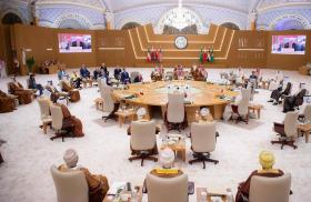 President Trump meets with Gulf leaders at the GCC summit in Doha on May 14, 2026 - source: Reuters