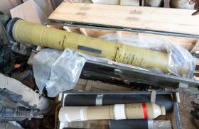 An IDF display of weapons seized from a Hezbollah cache in southern Lebanon - source: Reuters