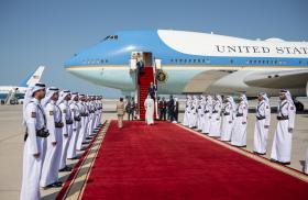 President Trump arrives in Doha during his May 2025 Gulf trip - source: White House