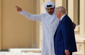 President Trump meets with Qatari leader Tamim al-Thani in Qatar in May 2025 - source: Reuters