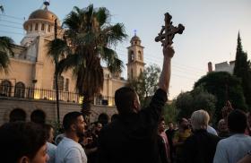 Syrian Christians demonstrate in Damascus following the suicide bombing of the Mar Elias church - source: Reuters