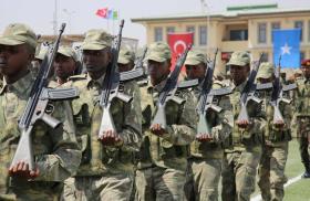 Somali cadets march during a graduation ceremony following training in Turkey - source: Turkish government