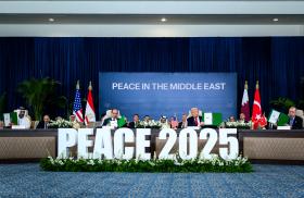 President Trump and Middle Eastern leaders sign documents relating to the Gaza Ceasefire - source: The White House