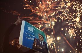 Supporters of Iraqi prime minister al-Sudani celebrate with fireworks as results of the country's November 2025 parliamentary elections are announced - source: Reuters