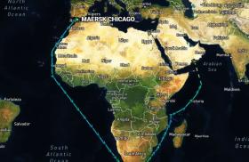 Image showing a route taken by the ship Maersk Chicago.